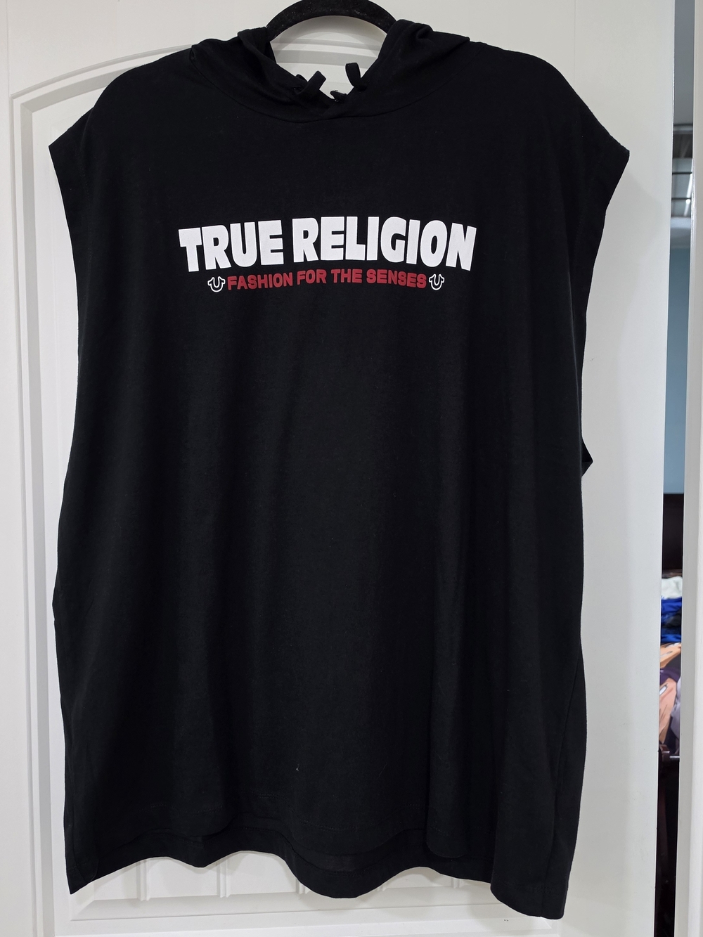 True Religion Men's Black Logo Hoodie Tank